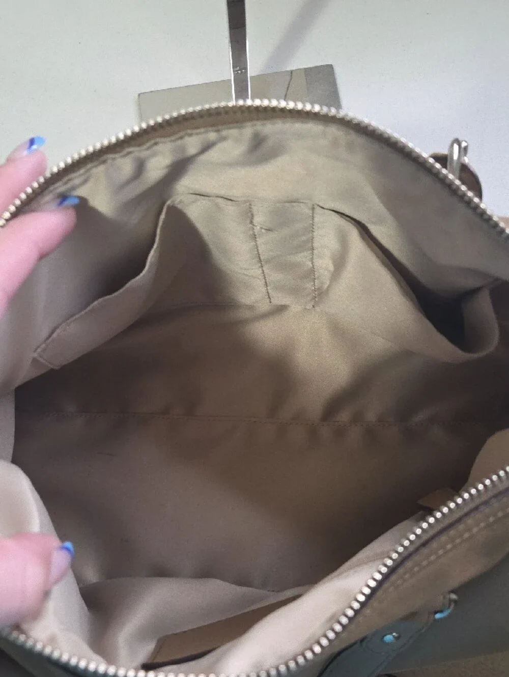 Coach Taupe/Brown Leather Satchel with Detachable Strap